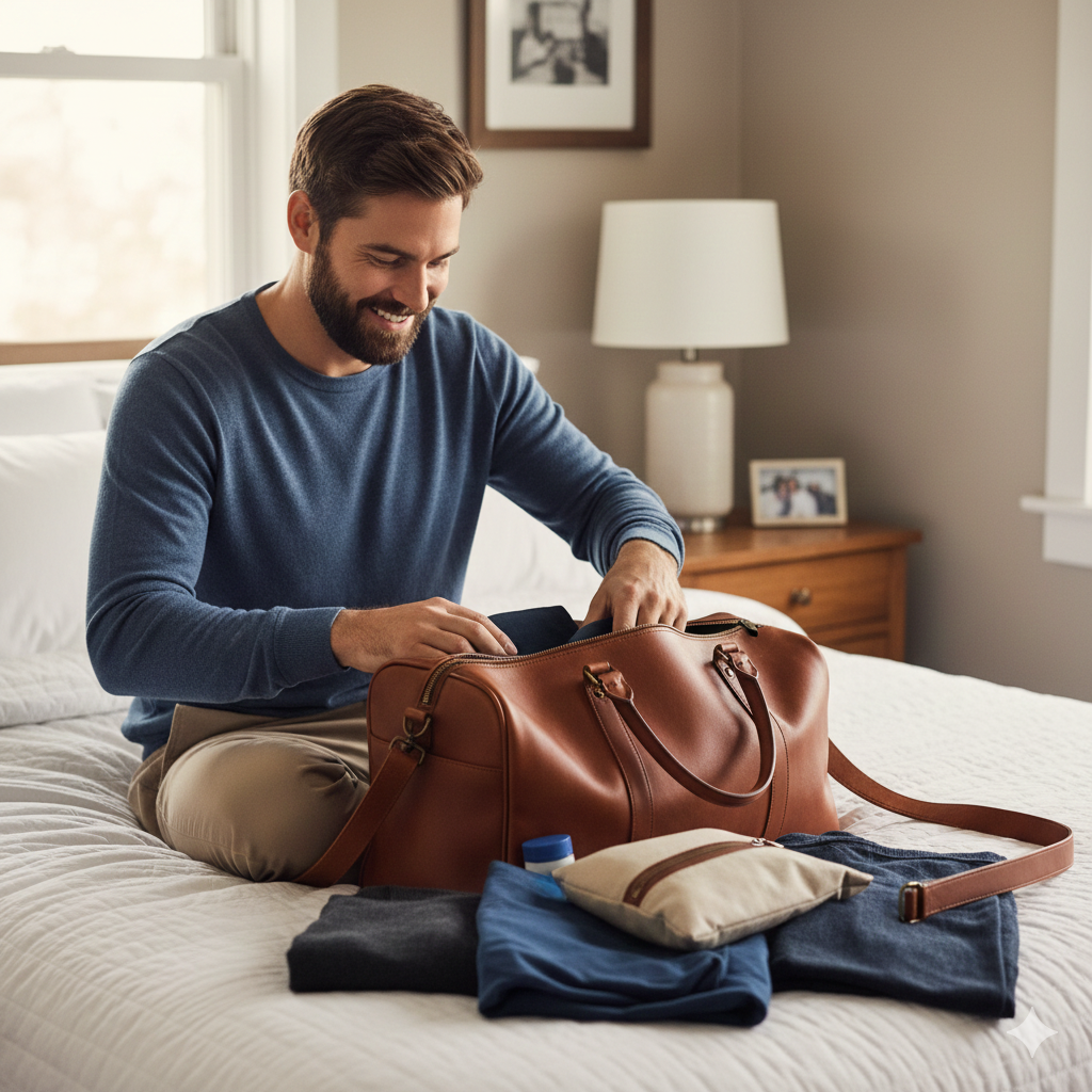 Leather Weekender Bag for Men